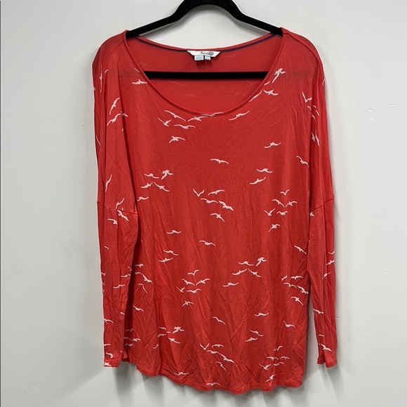 Boden Tops - Boden Long Sleeve Tee in Vibrant coral with Soft Cotton Comfort 14